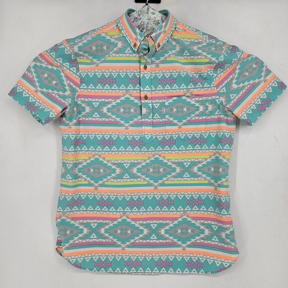 Chubbies Nutter‎ Shirt Mens Medium Performance Polo Colorful Aztec Weekend - Picture 1 of 9